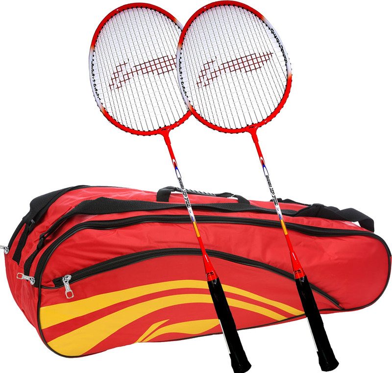 Li-Ning Smash XP 809 (Set of 2) Badminton Racquets + ABDJ118 Kitbag Red Badminton Kit