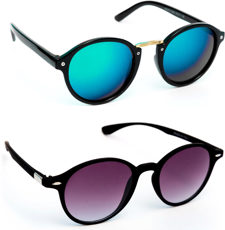 TheWhoop Round Sunglasses(Green, Violet)