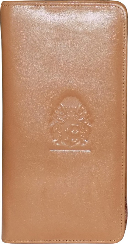 Kan Genuine Leather Travel Document Holder/Passport Holder/Long Wallet for Men & Women(Tan)