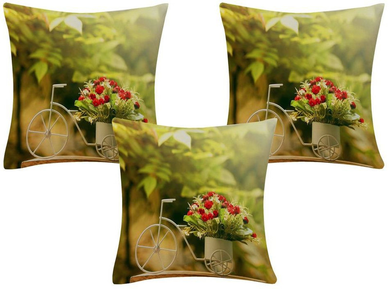 paramorasi 3D Printed Cushions Cover(Pack of 3, 30 cm*30 cm, Green)