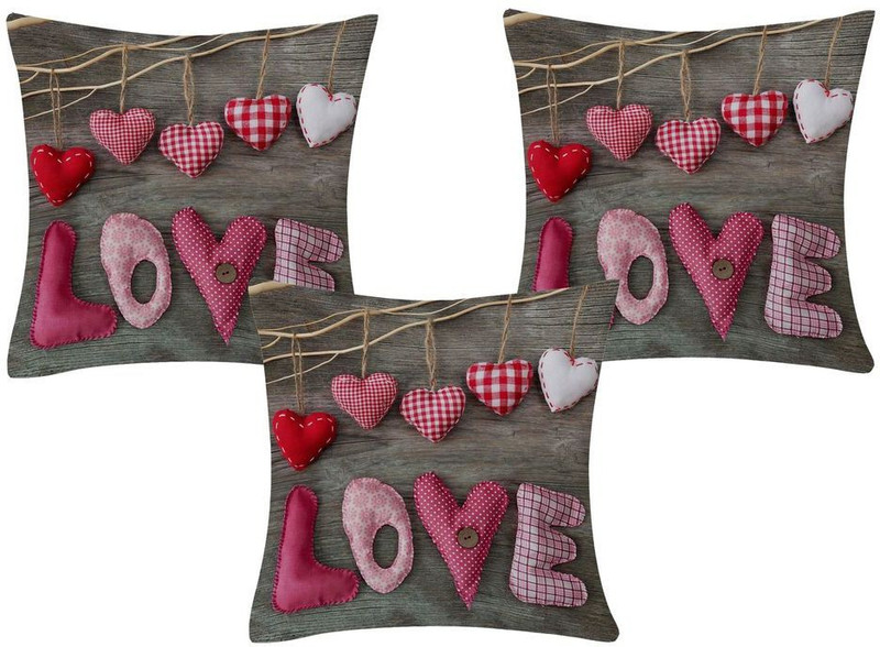 paramorasi 3D Printed Cushions Cover(Pack of 3, 40 cm*40 cm, Brown)