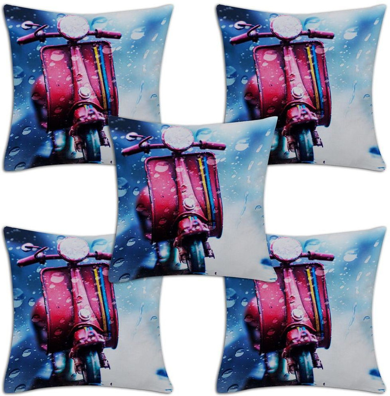 paramorasi 3D Printed Cushions Cover(Pack of 5, 40 cm*40 cm, Blue)