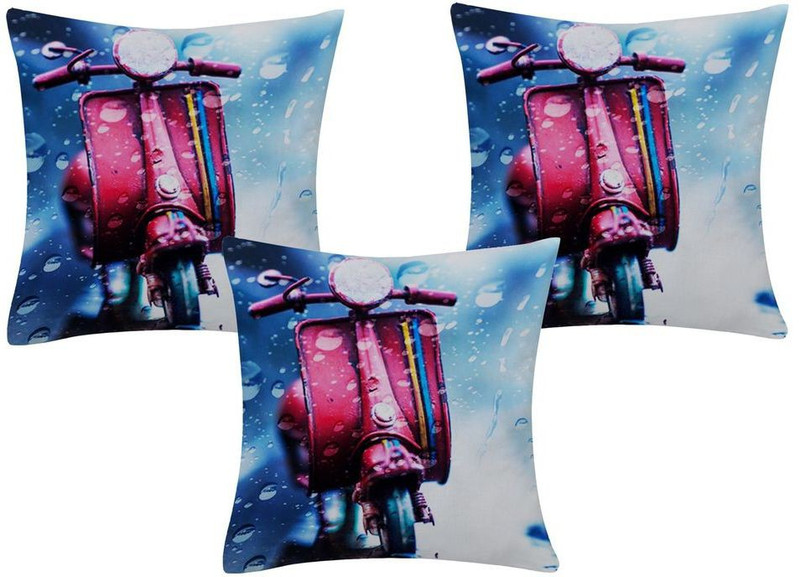paramorasi 3D Printed Cushions Cover(Pack of 3, 40 cm*40 cm, Blue)