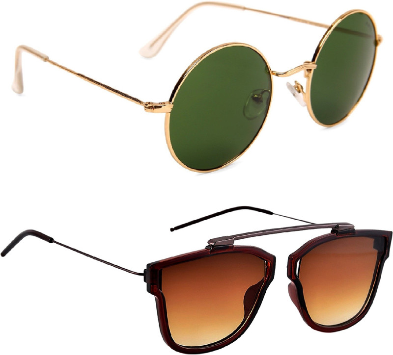 TheWhoop Aviator Sunglasses(Black, Brown)