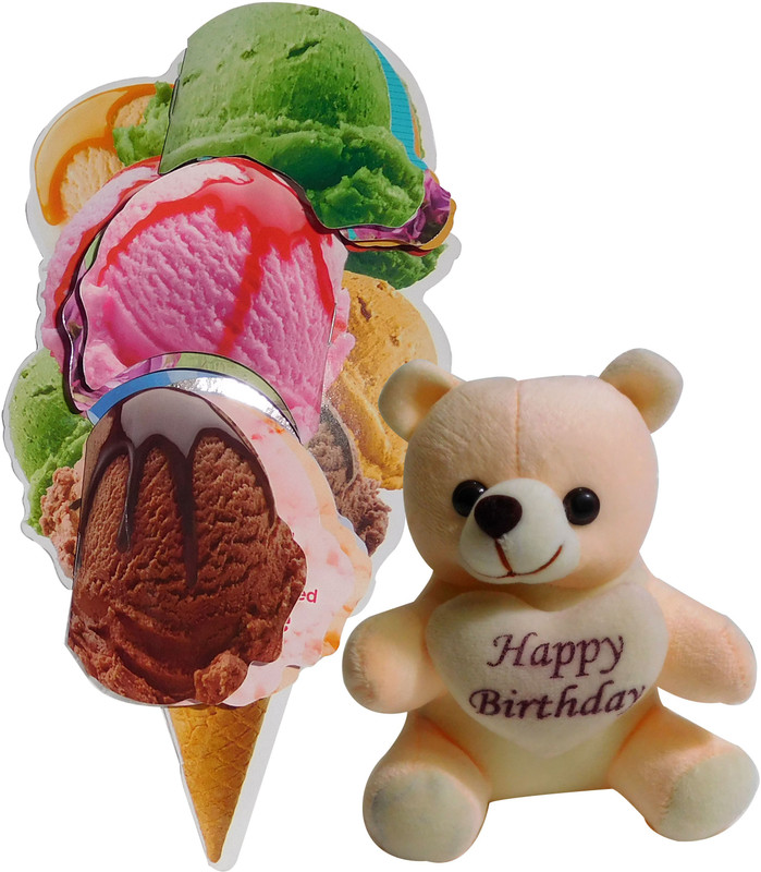 Siddhi Gifts birthday gifts for girls - Ice Cream Themed Love Greeting Card With Soft Teddy(Set of 1)