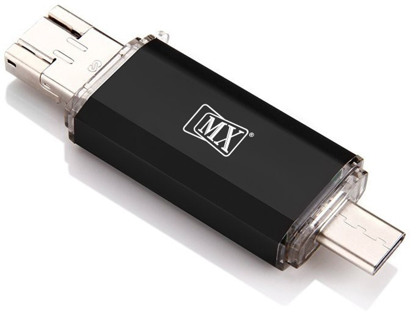 MX 3 in 1 USB3.1 Type C , Micro & USB 2.0 Memory Card_Reader & OTG for Android Mobile Phone Card Reader(Black)