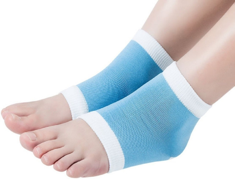 Ditya Soft Curve Gel Infused Heel Socks Heel Support(Blue, White)