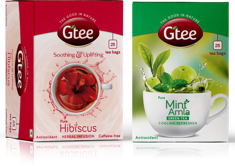 GTEE GTEE Green Tea Bags-Mint & Hibiscus Tea Bags (25 Tea bags X 2PACKS) Mint, Hibiscus Green Tea Bags Box(50 Bags)