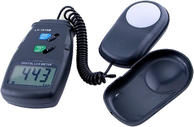 balrama Digital Lux Meter LX-1010B Camera Photometer Light Meter Tester New 3 Range 50,000 Lumens Gauge Tester Tool with Large LCD + Battery + Care Box Thermometer(Black)