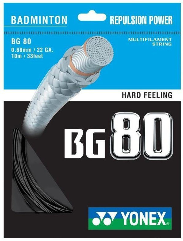 Yonex BG80 0.68 Badminton String - 10 m(Black)