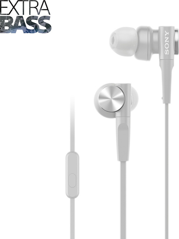 Sony XB55AP Wired Headset with Mic(Grayish White, In the Ear)