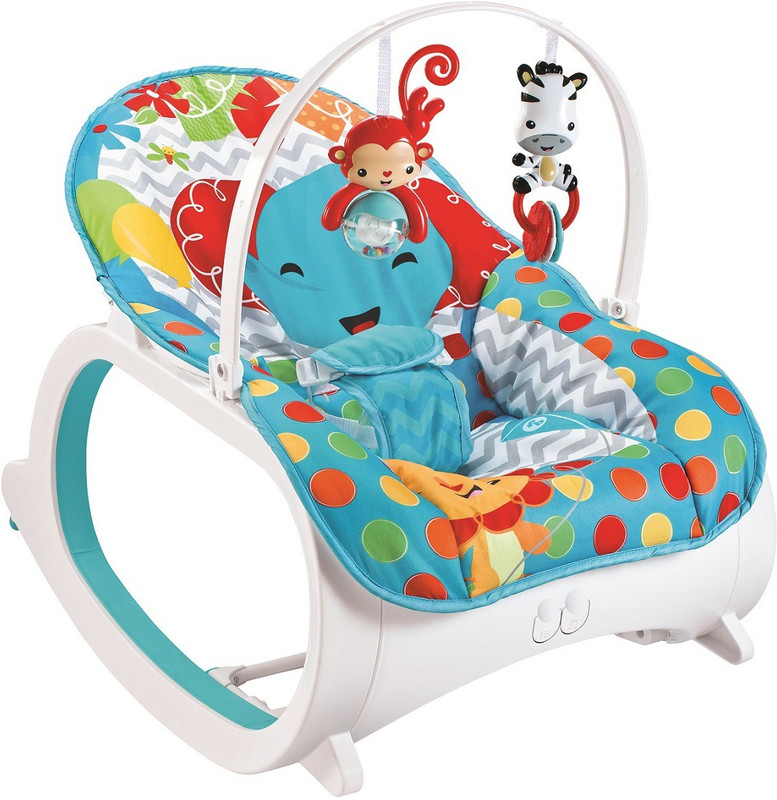 Fiddle Diddle Baby Bouncer Cum Rocker with Vibration Function, Height Adjustment, Calming Music and 2 Toys (Elephant Blue) Rocker and Bouncer(Multicolor)