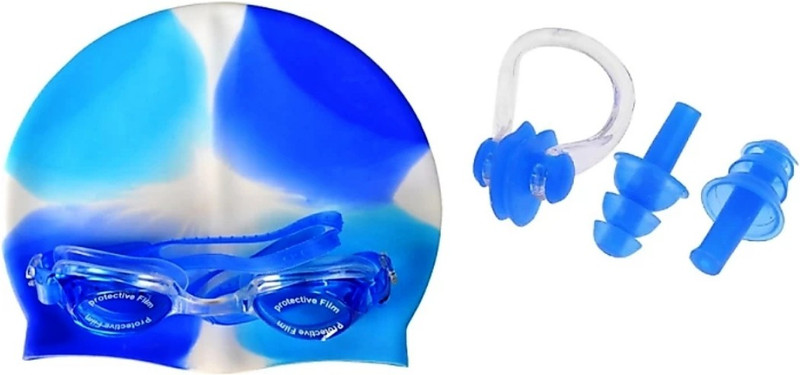 Arnav swimming set of Goggles, Ear Plugs, Nose Plugs, Swimming Cap Swimming Kit