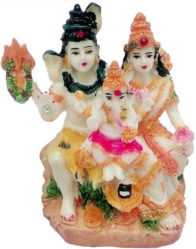 Art N Hub Marble Look Hindu God Shiv Parivar Handicraft Idol Lord Shiva Family Statue ( Bhole Baba / Mahadev , Parvati , Ganesh , Kartikeya & Nandi) Decorative Spiritual Puja Vastu Showpiece Figurine - Religious Pooja Gift item & Murti for Mandir / Temple / Home Decor / Office Decorative Showpiece  