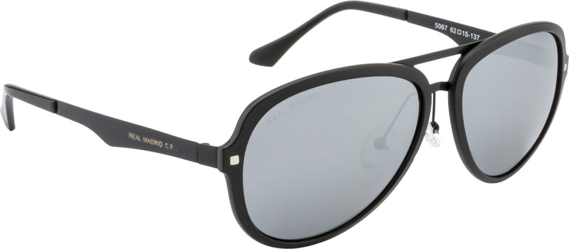 Real Madrid Aviator Sunglasses(Grey, Silver)