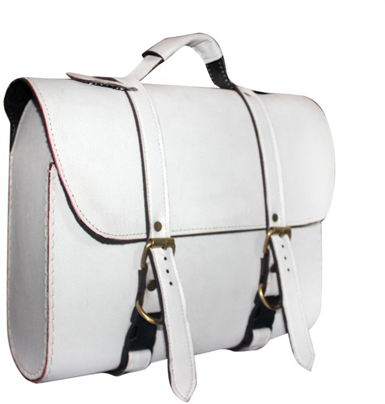 Speedwav One-side White Leatherette Motorbike Saddlebag(4.8 L)