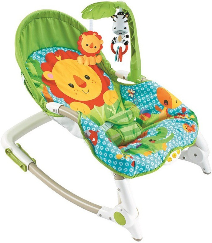 Fiddle Diddle Baby Bouncer Cum Rocker with Vibration Function, Height Adjustment and 2 Toys (Lion Yellow) Rocker and Bouncer(Multicolor)