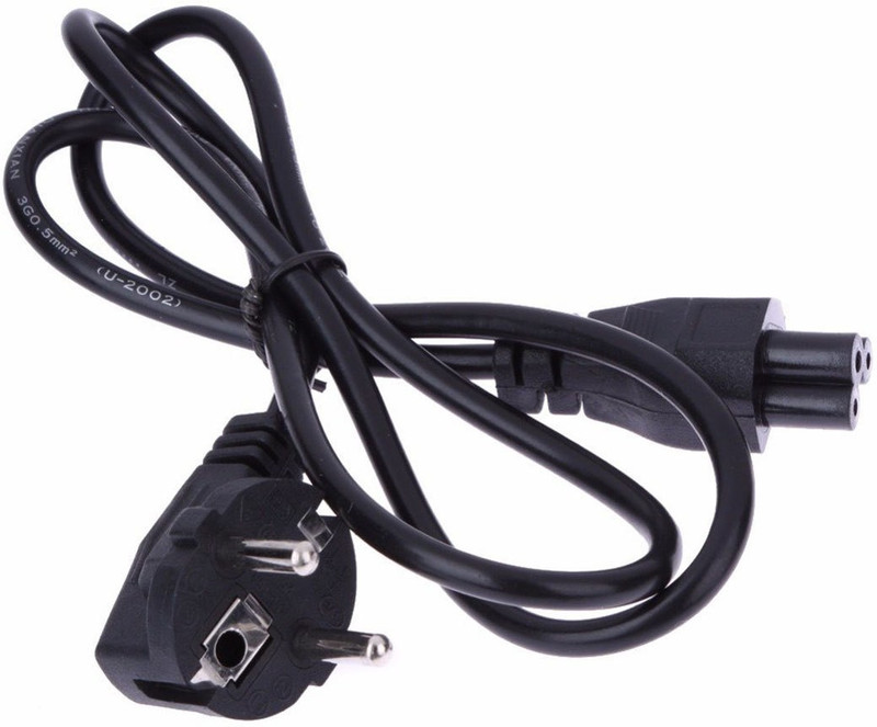 robohaat Generic High Quality 1M EU 3 Prong 2 Pin AC Laptop Power Cord Adapter Cable Black Miscellaneous Electronic Hobby Kit