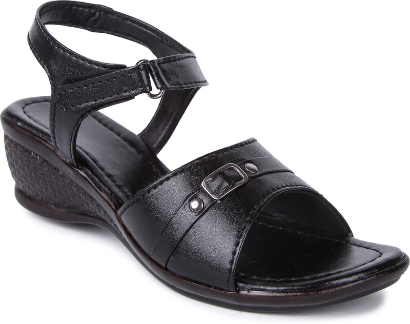 Feather Leather Women Black Heels