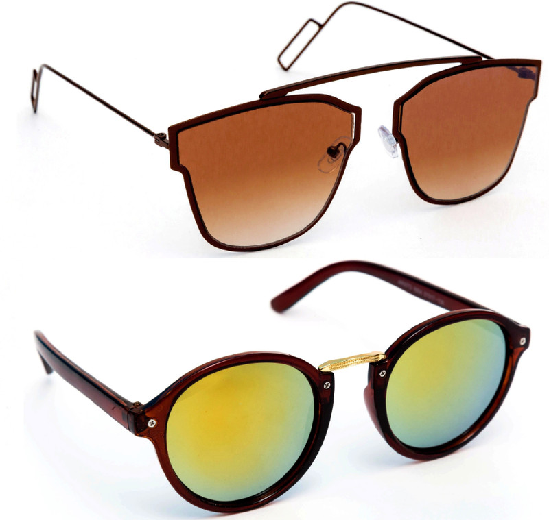 TheWhoop Aviator Sunglasses(Brown, Green)