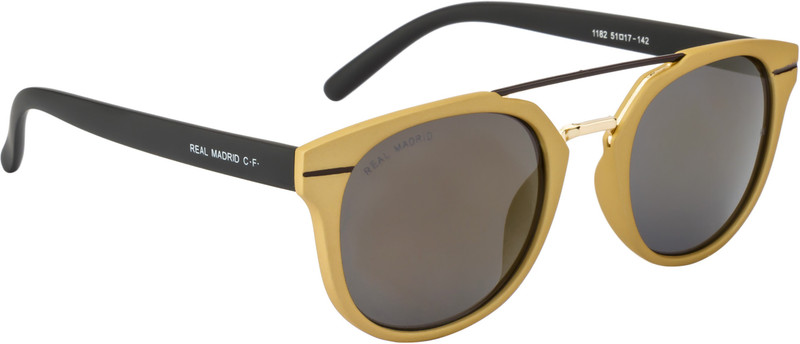 Real Madrid Aviator Sunglasses(Grey, Golden)