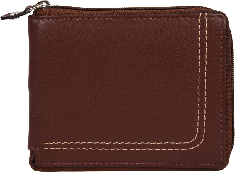 Accezory Men Brown Genuine Leather Wallet(5 Card Slots)