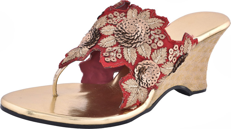 Praags Women Red, Gold Heels