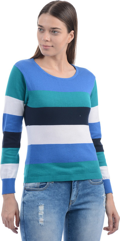 Pepe Jeans Striped Women Round Neck Blue T-Shirt