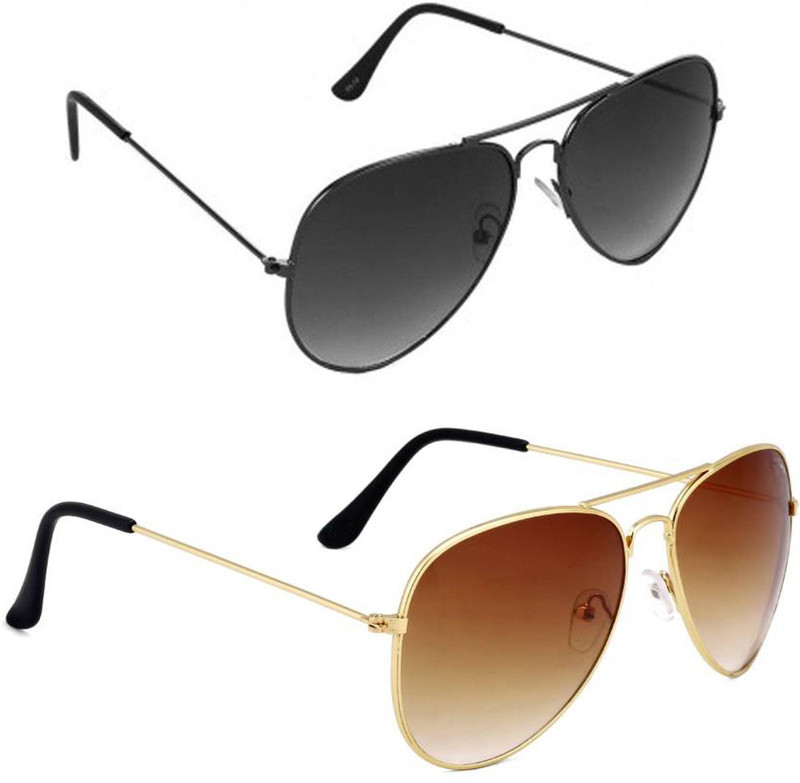 Elgator Aviator Sunglasses(Black, Brown)