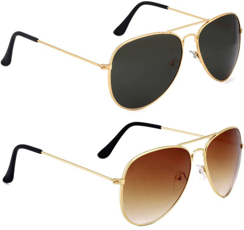 Elgator Aviator Sunglasses(Brown, Black)