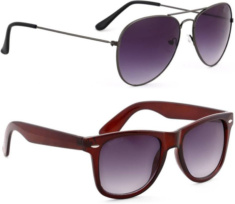 Elgator Aviator, Wayfarer Sunglasses(Brown, Black)