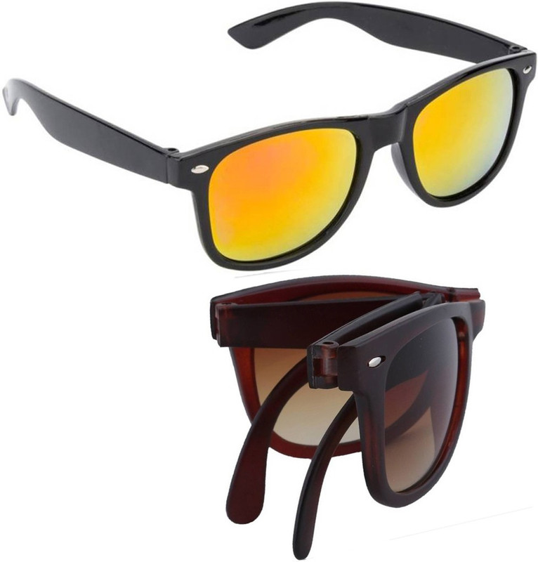 Elgator Wayfarer Sunglasses(Yellow, Brown)