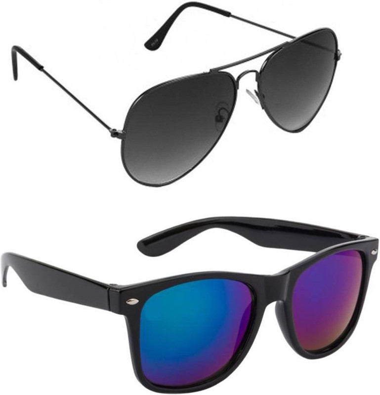 Elgator Aviator, Wayfarer Sunglasses(Black, Blue)