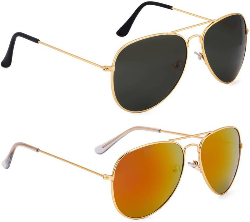 Elgator Aviator Sunglasses(Yellow, Black)