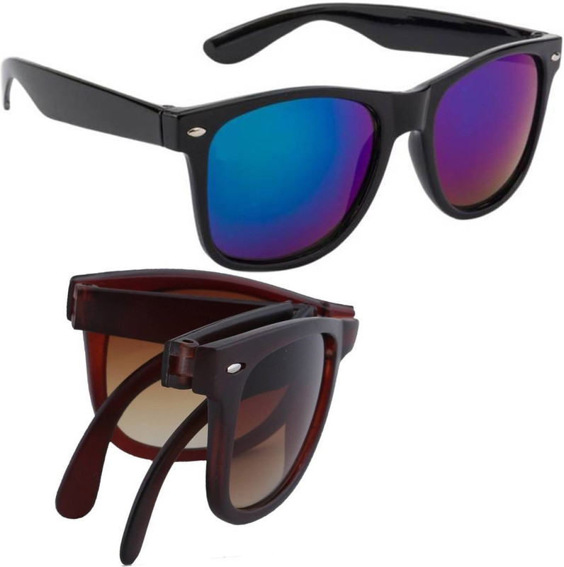 Elgator Wayfarer Sunglasses(Blue, Brown)