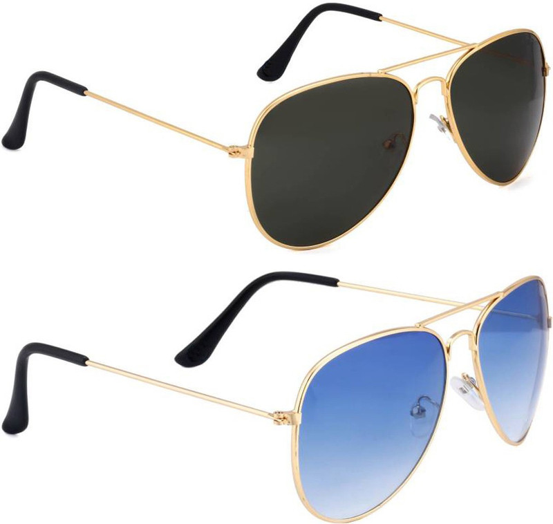 Elgator Aviator Sunglasses(Blue, Black)