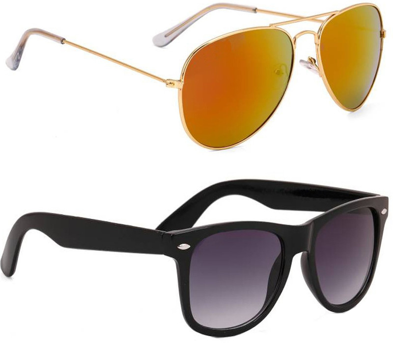 Elgator Aviator, Wayfarer Sunglasses(Black, Yellow)