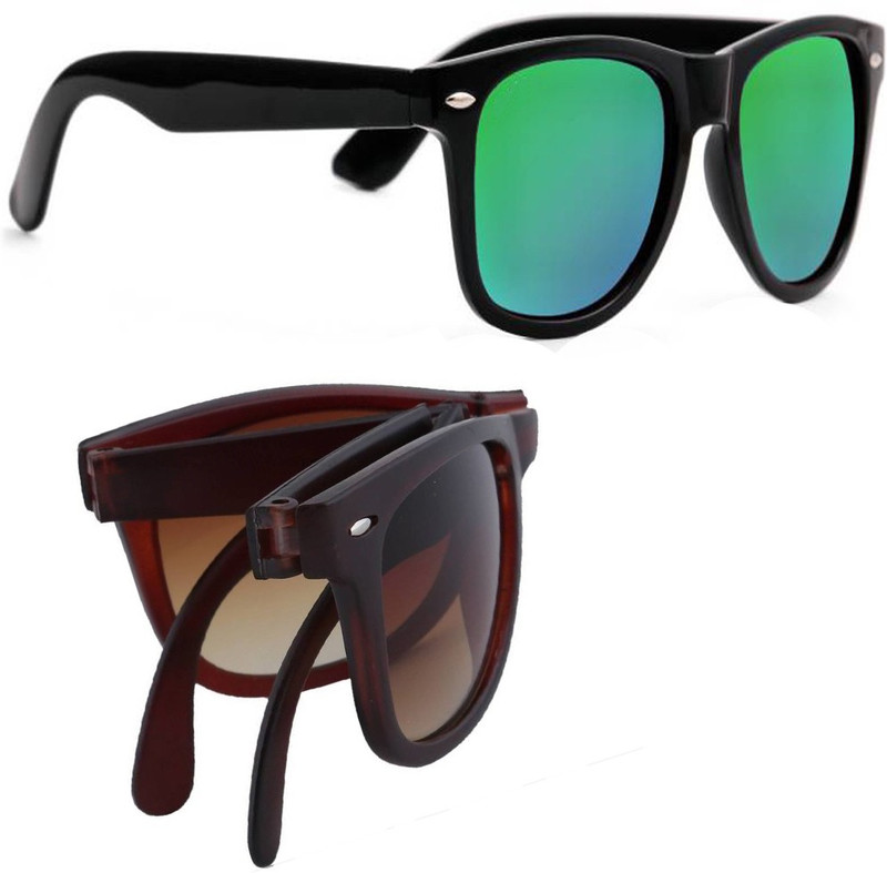 Elgator Wayfarer Sunglasses(Green, Brown)