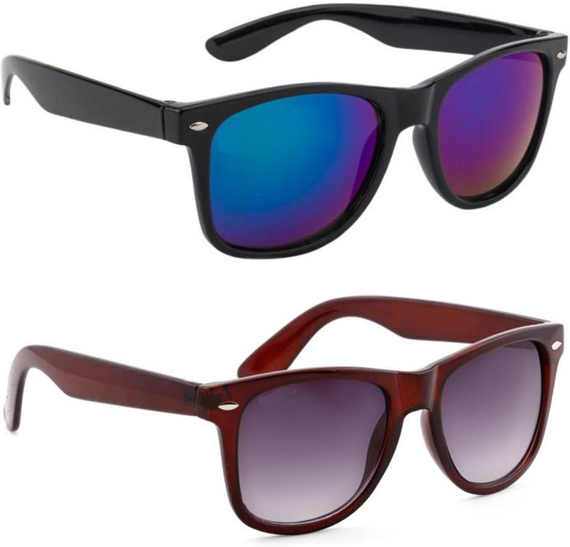 Elgator Wayfarer Sunglasses(Brown, Blue)