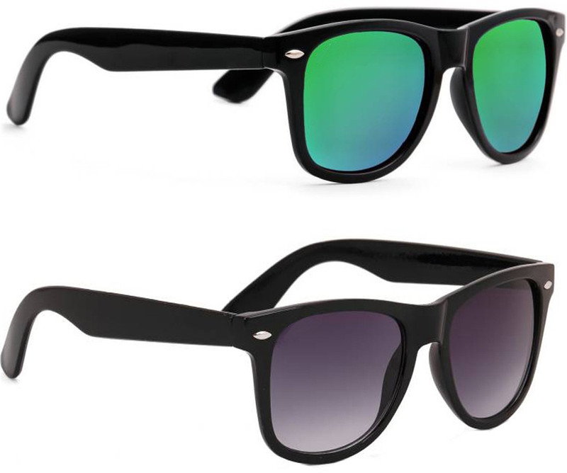 Elgator Wayfarer Sunglasses(Black, Green)