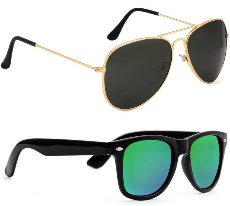 Elgator Wayfarer Sunglasses(Green, Black)