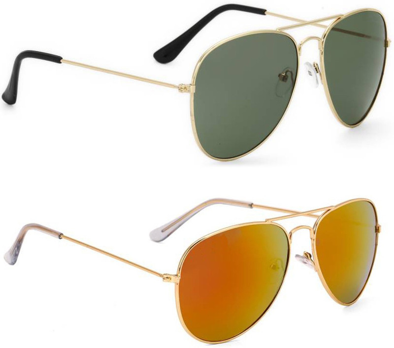 Elgator Aviator Sunglasses(Green, Yellow)