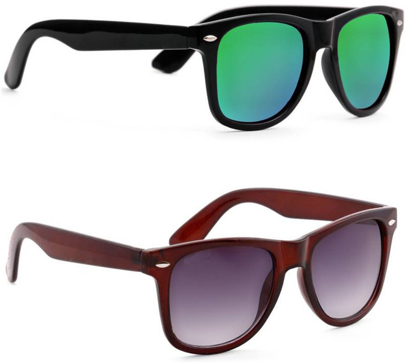 Elgator Wayfarer Sunglasses(Brown, Green)