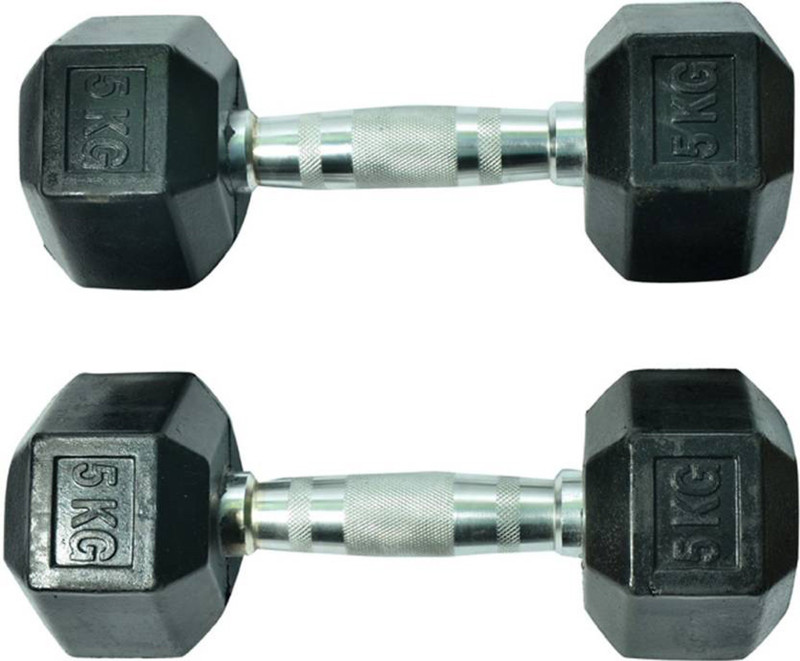 Monika Sports moni 5 Kg hexagonal dumbell Fixed Weight Dumbbell(10 kg) Monika Sports moni 5 Kg hexagonal dumbell Fixed Weight Dumbbell(10 kg)