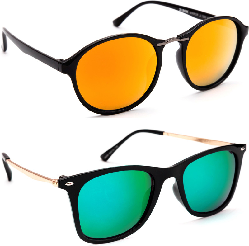 TheWhoop Wayfarer Sunglasses(Orange, Green)
