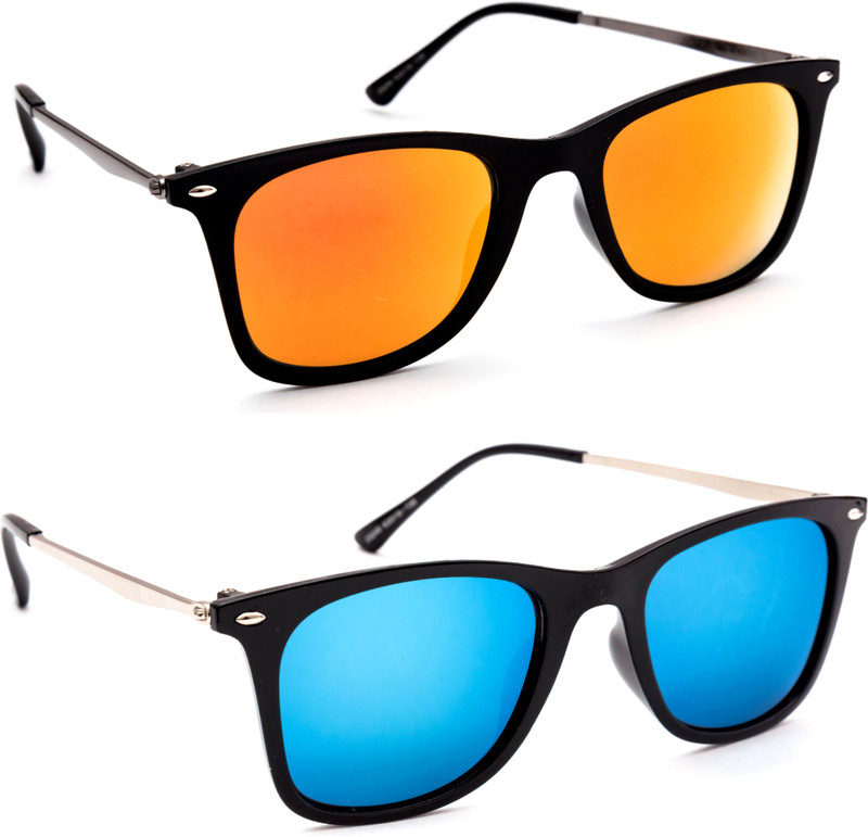 TheWhoop Wayfarer Sunglasses(Orange, Blue)