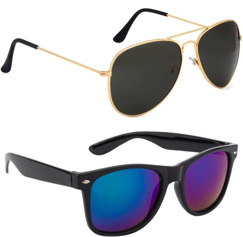 Elgator Aviator, Wayfarer Sunglasses(Blue, Black)