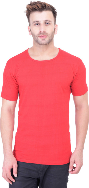 Ranarc Outfit Solid Men Round Neck Red T-Shirt
