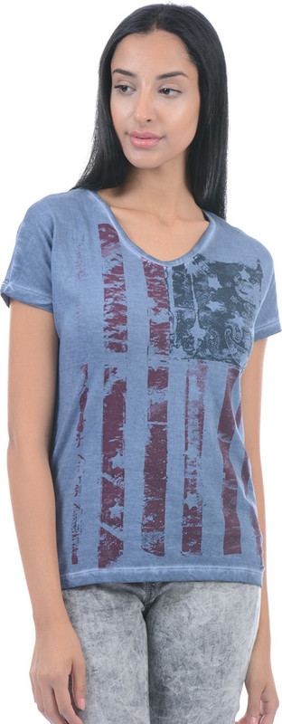 Pepe Jeans Printed Women Round Neck Blue T-Shirt