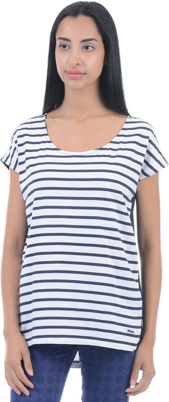 Pepe Jeans Striped Women Round Neck White, Blue T-Shirt